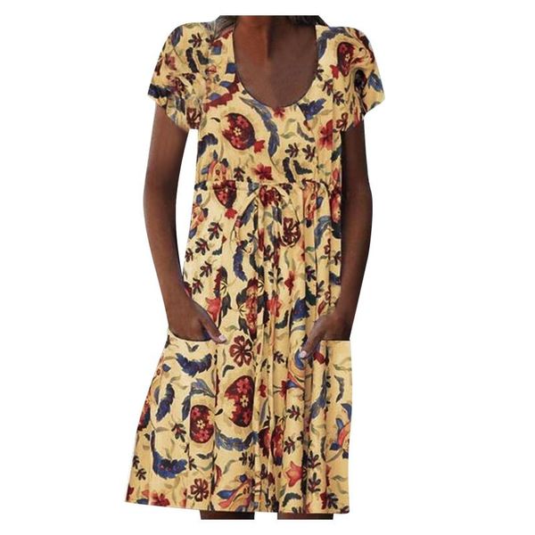 casual dresses bohemian summer dress vintage women o neck short sleeve floral print ladies loose beach pockets vestidos, Black;gray
casual dresses bohemian summer dress vintage women o neck short sleeve floral print ladies loose beach pockets vestidos, Black;gray