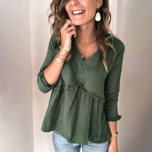 womail shirts women long sleeve 2021 fashion ruffled solid color button blouse women spring casual office v neck party shirt, White
womail shirts women long sleeve 2021 fashion ruffled solid color button blouse women spring casual office v neck party shirt, White