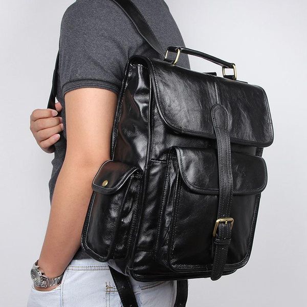 backpack soft genuine leather man women 15 inch lapdaypack black waterproof travel rucksack big school bag for male satchel
backpack soft genuine leather man women 15 inch lapdaypack black waterproof travel rucksack big school bag for male satchel