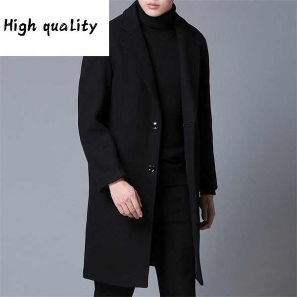 coat woollen men's medium long korean business casual warm double faced suit windbreaker thickened coat, Black
coat woollen men's medium long korean business casual warm double faced suit windbreaker thickened coat, Black