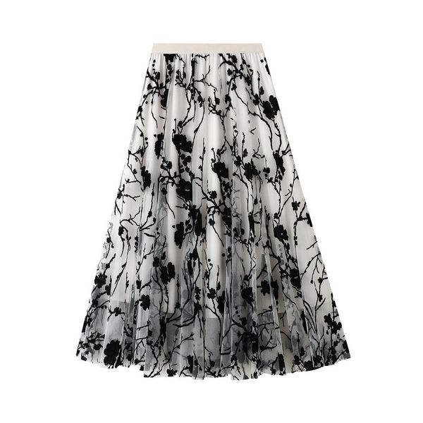 women new 2021 summer boho a-line mesh stretch high waist flower embriodery long skirt elegant faldas jupe saia ymjz, Black
women new 2021 summer boho a-line mesh stretch high waist flower embriodery long skirt elegant faldas jupe saia ymjz, Black