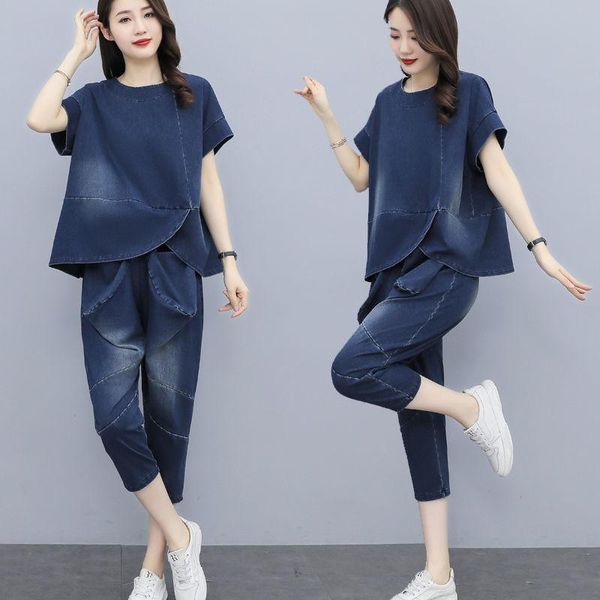 women's tracksuits denim suit female 2021 summer fat sister plus size fashion korean style loose two - piece, Gray
women's tracksuits denim suit female 2021 summer fat sister plus size fashion korean style loose two - piece, Gray