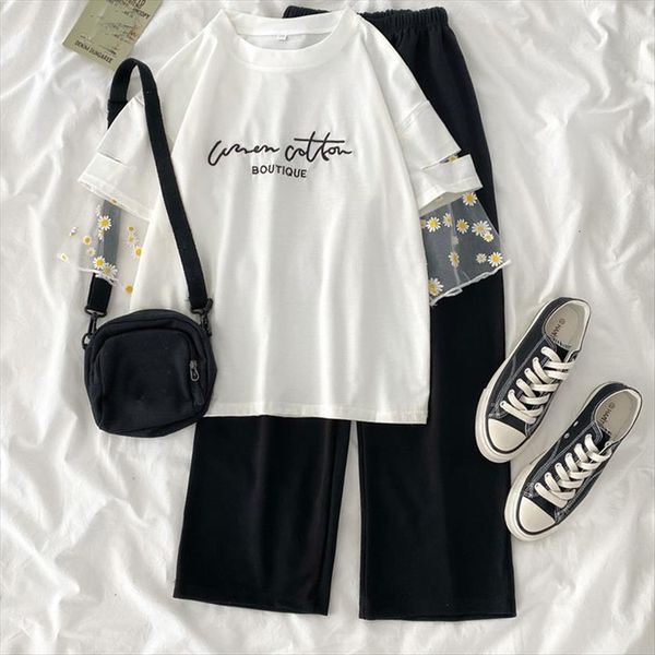 two piece set letter womenpant embroidery t shirt and long sets casual harajuku summer short sleeve tracksuit, White
two piece set letter womenpant embroidery t shirt and long sets casual harajuku summer short sleeve tracksuit, White