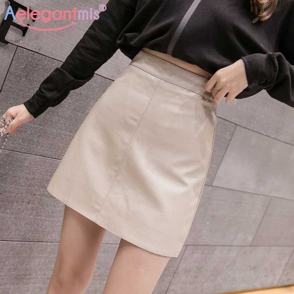 aelegantmis korean solid waist mini pu skirt women all-match personality female vintage leather a line 210607, Black
aelegantmis korean solid waist mini pu skirt women all-match personality female vintage leather a line 210607, Black