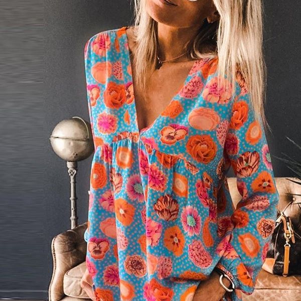fashion floral print blouse shirt loose v neck casual autumn winter ladies female women long sleeve blusas pullover, White
fashion floral print blouse shirt loose v neck casual autumn winter ladies female women long sleeve blusas pullover, White