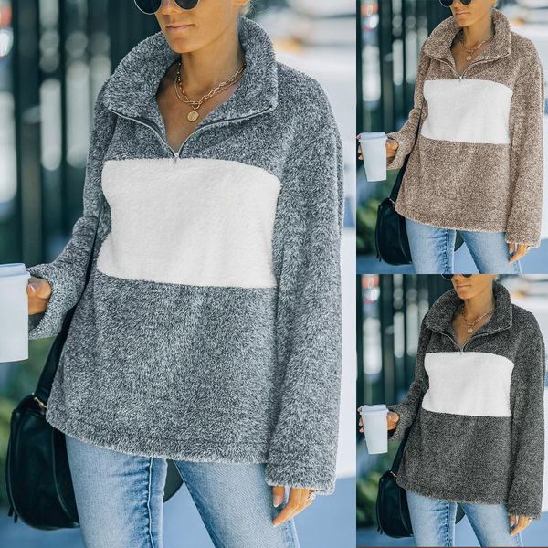 women's hoodies & sweatshirts winter warm faux lamb wool sweatshirt contrast color long sleeve thick pullover coat outwear women girls, Black
women's hoodies & sweatshirts winter warm faux lamb wool sweatshirt contrast color long sleeve thick pullover coat outwear women girls, Black
