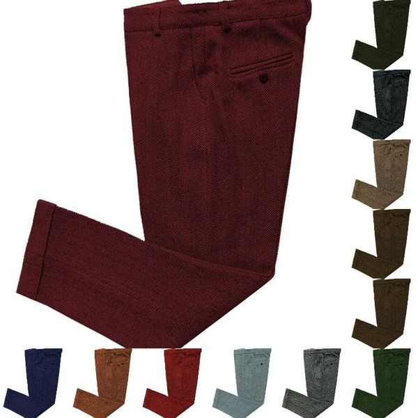men's suits & blazers tweed pants business slim fit adjustable warmth s-xxxl, White;black
