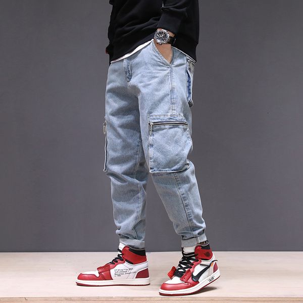 2021 new korean style fashion men jeans loose fit multi big pockets casual harem pants streetwear hip hop wide leg trouser vo2x, Blue
2021 new korean style fashion men jeans loose fit multi big pockets casual harem pants streetwear hip hop wide leg trouser vo2x, Blue