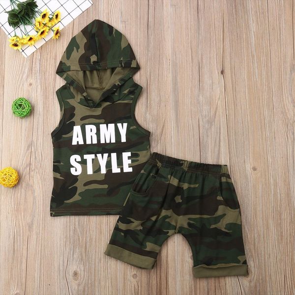 2pcs baby boy clothes camouflage hooded sleeveless t shirt short pants outfit summer, White
2pcs baby boy clothes camouflage hooded sleeveless t shirt short pants outfit summer, White