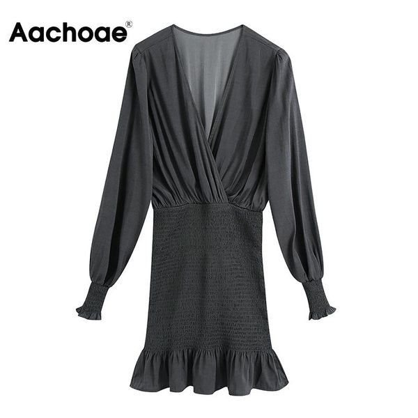aachoae solid color party mini dress women v neck ruffles bodycon dress ladies chic long sleeve dresses vestidos mujer, Black;gray
aachoae solid color party mini dress women v neck ruffles bodycon dress ladies chic long sleeve dresses vestidos mujer, Black;gray