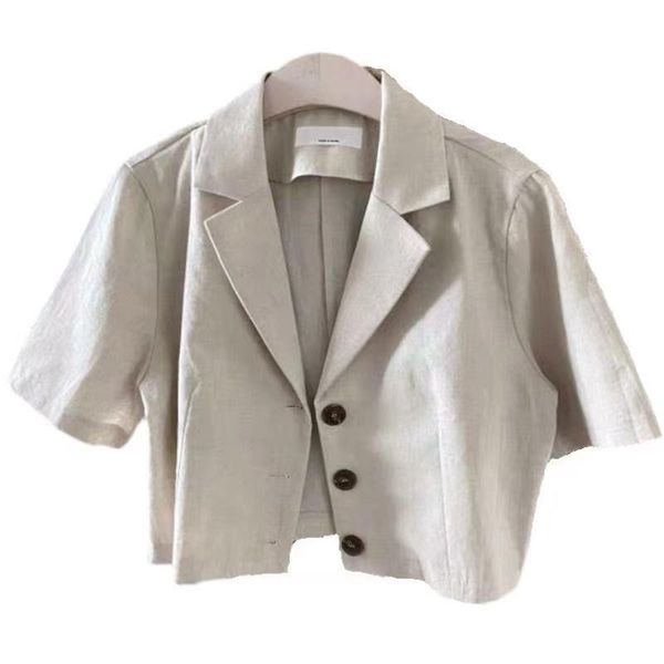 women's polos pure color short-sleeved cotton and linen suit women 2021 summer korean version of short jacket fashion all-match top, White
women's polos pure color short-sleeved cotton and linen suit women 2021 summer korean version of short jacket fashion all-match top, White