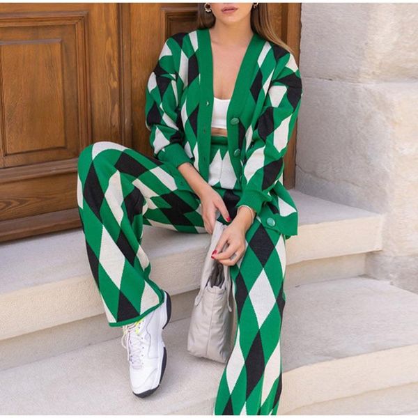 women's two piece pants argyle knitted suit pieces set woman checkered v-neck sweater straight 2021 autumn streetwear warm female, White
women's two piece pants argyle knitted suit pieces set woman checkered v-neck sweater straight 2021 autumn streetwear warm female, White