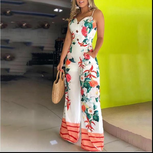 spaghetti strap floral print jumpsuit wide leg pockets romper v neck buttons design summer beach jumpsuits, Black;white
spaghetti strap floral print jumpsuit wide leg pockets romper v neck buttons design summer beach jumpsuits, Black;white