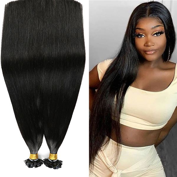 flat tip pre bonded human hair extensions brazilian remy hairs machine made silky straight 100 strands, Black
flat tip pre bonded human hair extensions brazilian remy hairs machine made silky straight 100 strands, Black