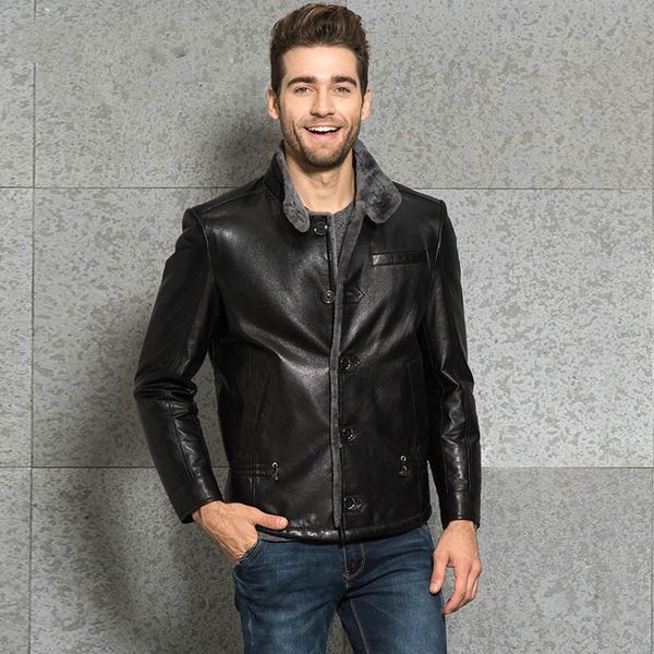 men's leather & faux ayusnue 2021 genuine jacket men winter goatskin coat sheep shearing jackets 3367 kj3006, Black
men's leather & faux ayusnue 2021 genuine jacket men winter goatskin coat sheep shearing jackets 3367 kj3006, Black