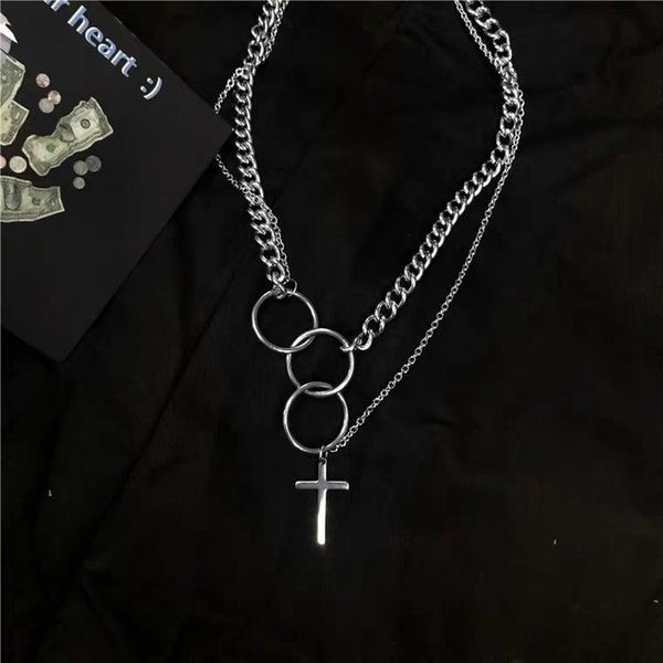 pendant necklaces harajuku punk circle cross necklace for women man silver color metal linked chain double layers chokers
pendant necklaces harajuku punk circle cross necklace for women man silver color metal linked chain double layers chokers
