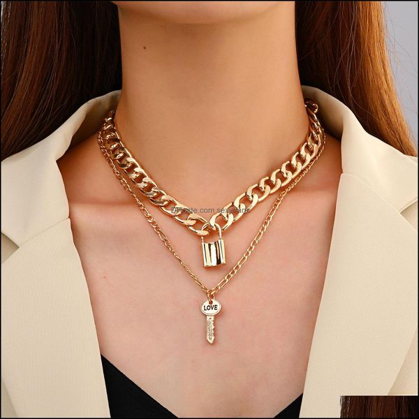 pendant necklaces & pendants jewelry s2536 fashion double layer thick chain necklace retro punk lock key geometric sweater choker drop deliv, Silver
pendant necklaces & pendants jewelry s2536 fashion double layer thick chain necklace retro punk lock key geometric sweater choker drop deliv, Silver