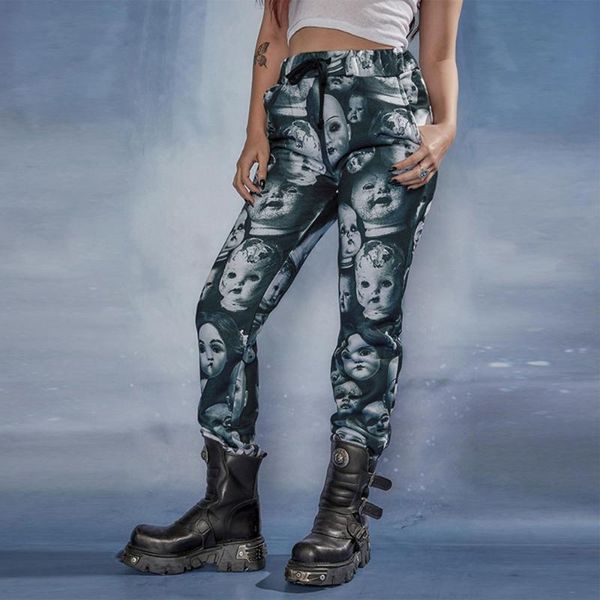 women's pants & capris doll head print trousers fashion casual gothic style drawstring tie high waist hipster design 2021 autumn women, Black;white
women's pants & capris doll head print trousers fashion casual gothic style drawstring tie high waist hipster design 2021 autumn women, Black;white