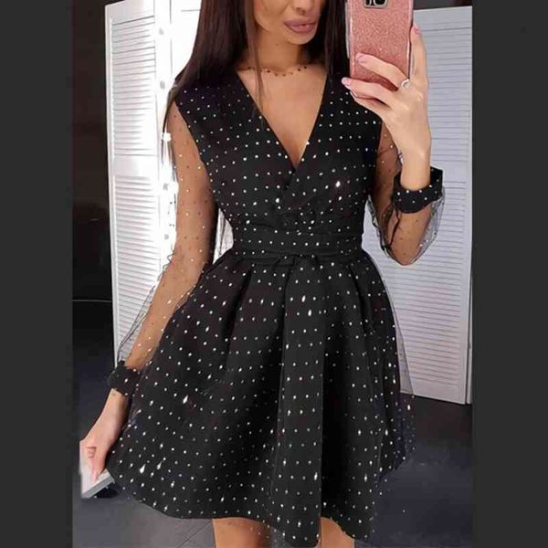 mini dress womens for year christmas party dot print v-neck long sleeve double-layer gauze stitching elegant dress, Black;gray
mini dress womens for year christmas party dot print v-neck long sleeve double-layer gauze stitching elegant dress, Black;gray