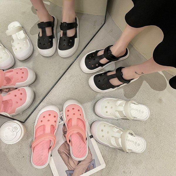 sandals flat shoes women 2021 summer baotou white hole women's soft bottom half slippers, Black
sandals flat shoes women 2021 summer baotou white hole women's soft bottom half slippers, Black
