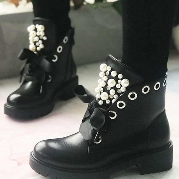boots low chunky heel round toe sweet pearl ornament fashion ankle women winter side zip anti-slip waterproof casual shoes, Black
boots low chunky heel round toe sweet pearl ornament fashion ankle women winter side zip anti-slip waterproof casual shoes, Black