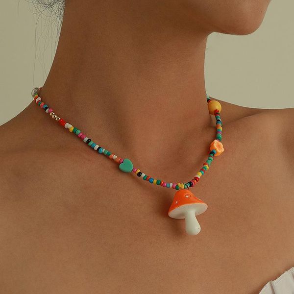 pendant necklaces bohemian women's multicolor beads handmade for women boho fashion glass mushroom necklace ladies jewelry gift, Silver
pendant necklaces bohemian women's multicolor beads handmade for women boho fashion glass mushroom necklace ladies jewelry gift, Silver