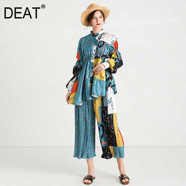 deat flora print hit color high elastic irregular stand neck long lantern sleeve shirt + loose waist wide leg pants 15ht338 210930, White
deat flora print hit color high elastic irregular stand neck long lantern sleeve shirt + loose waist wide leg pants 15ht338 210930, White