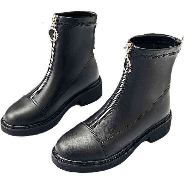 leather martin boots women's british style 2021 versatile autumn and winter front zipper psh thick soled elastic short, Black
leather martin boots women's british style 2021 versatile autumn and winter front zipper psh thick soled elastic short, Black