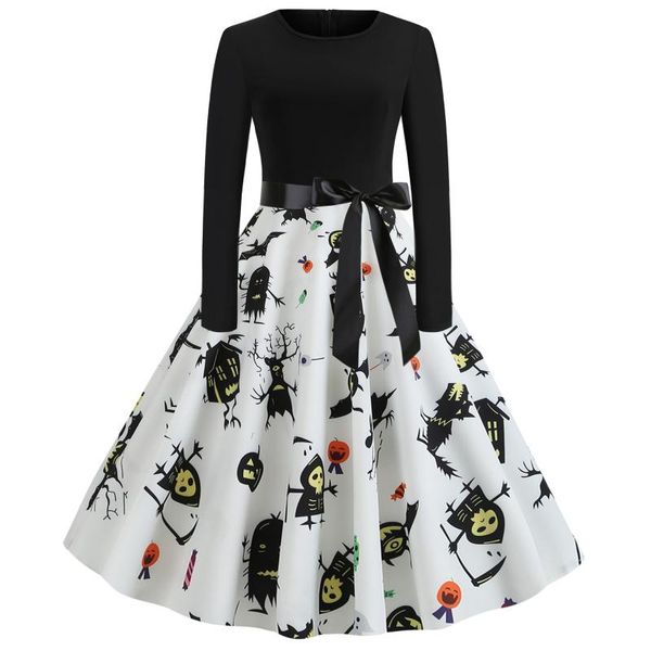casual dresses women's fashion dress vintage o neck long sleeve bowknot halloween printed evening party prom costume vestidos, Black;gray
casual dresses women's fashion dress vintage o neck long sleeve bowknot halloween printed evening party prom costume vestidos, Black;gray