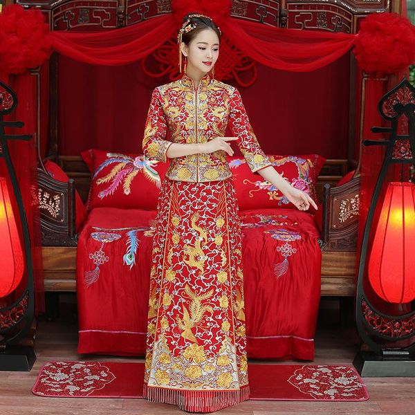 ethnic clothing dragon gown bride wedding dress chinese style costume phoenix cheongsam evening show slim for the, Red
ethnic clothing dragon gown bride wedding dress chinese style costume phoenix cheongsam evening show slim for the, Red