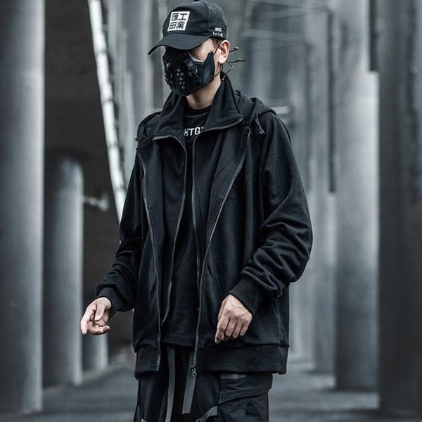 dark fake two cargo jackets tactical function hooded streetwear embroidery windbreaker coats, Black
dark fake two cargo jackets tactical function hooded streetwear embroidery windbreaker coats, Black