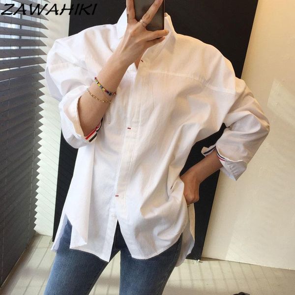 women's blouses & shirts zawahiki korean stripe turn-down collar back single breasted solid blouse 2021 spring long sleeve blusas mujer, White
women's blouses & shirts zawahiki korean stripe turn-down collar back single breasted solid blouse 2021 spring long sleeve blusas mujer, White