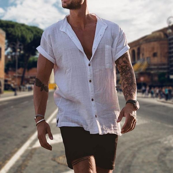 men's casual shirts 2021 fashion mens short sleeve button down linen cotton lightweight beach plain solid shirt s-5xl, White;black
men's casual shirts 2021 fashion mens short sleeve button down linen cotton lightweight beach plain solid shirt s-5xl, White;black