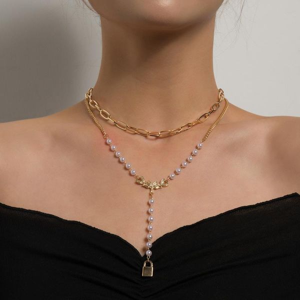 chokers trendy multilayer pearl choker lock pendant chain gold silver color necklace for women girl wedding party fashion jewelry gift, Golden;silver
chokers trendy multilayer pearl choker lock pendant chain gold silver color necklace for women girl wedding party fashion jewelry gift, Golden;silver