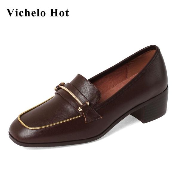 dress shoes vichelo full grain leather square toe med heel metal decorations french romantic fashion deep mouth slip on women pumps l02, Black 
dress shoes vichelo full grain leather square toe med heel metal decorations french romantic fashion deep mouth slip on women pumps l02, Black