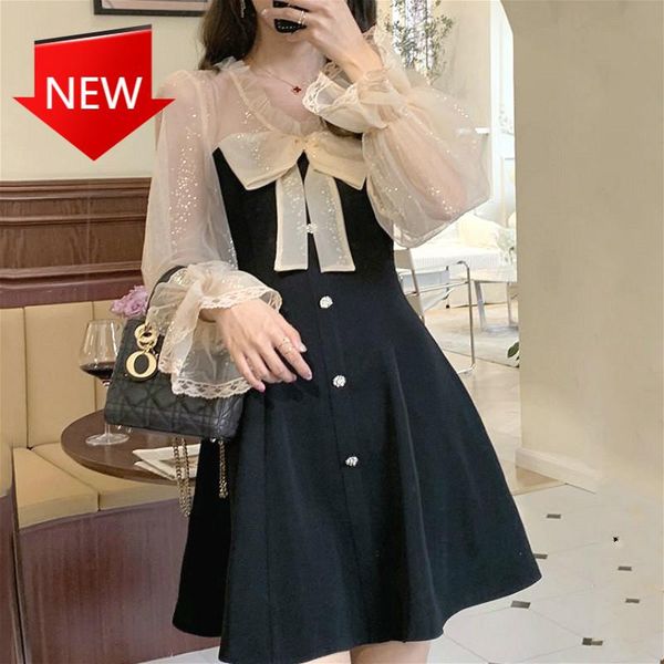 casual dresses bow lace long sleeve black vintage dress one piece korean 2021 autumn chic elegant y2k mini party women, Black;gray
casual dresses bow lace long sleeve black vintage dress one piece korean 2021 autumn chic elegant y2k mini party women, Black;gray