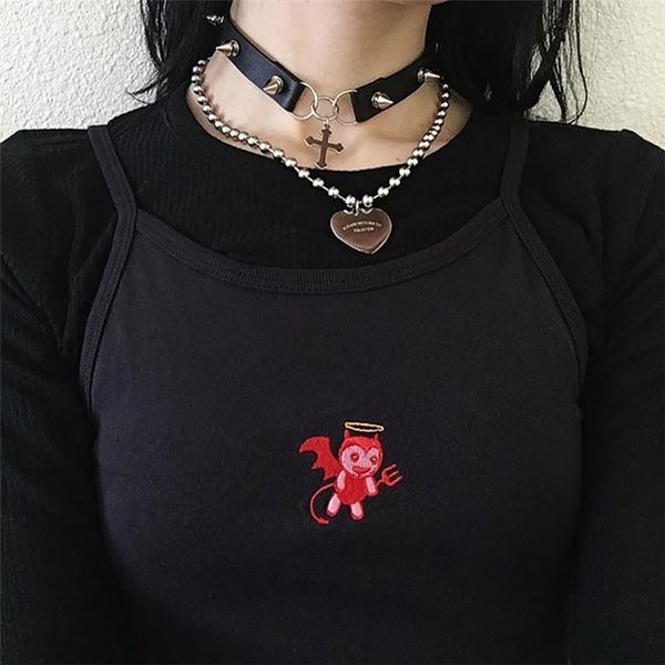 2021 new arrivals summer fashion spaghetti strap print cartoon devil u collar black high street women camis, White
2021 new arrivals summer fashion spaghetti strap print cartoon devil u collar black high street women camis, White