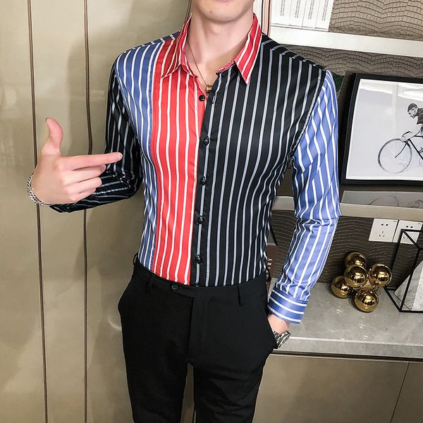 british style office striped 2021 fall new sleeve long men's casual fit all streetwear shirts 9qob, White;black
british style office striped 2021 fall new sleeve long men's casual fit all streetwear shirts 9qob, White;black