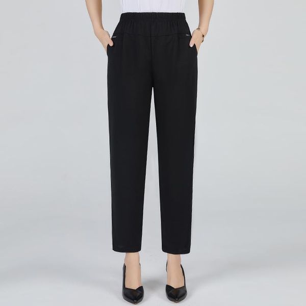 women's pants & capris 2021 middle aged women summer thin comfortable ankle-length black elastic waist female trousers plus size xl-5xl, Black;white
women's pants & capris 2021 middle aged women summer thin comfortable ankle-length black elastic waist female trousers plus size xl-5xl, Black;white