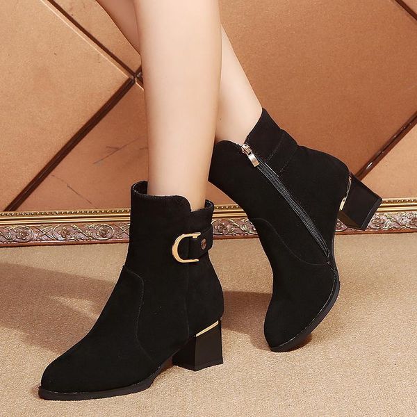 boots fad women female shoes woman flock leather zipper winter plus size pointed toe square high heels ankle, Black
boots fad women female shoes woman flock leather zipper winter plus size pointed toe square high heels ankle, Black