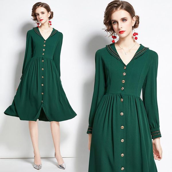casual dresses 2021 women office lady a-line solid elegant button mid-calf full party night autumn, Black;gray
casual dresses 2021 women office lady a-line solid elegant button mid-calf full party night autumn, Black;gray