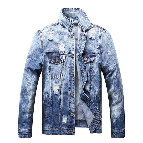 men's jackets mcikkny men spring autumn biker ripped denim blue washed casual jeans coats for male slim fit, Black;brown
men's jackets mcikkny men spring autumn biker ripped denim blue washed casual jeans coats for male slim fit, Black;brown