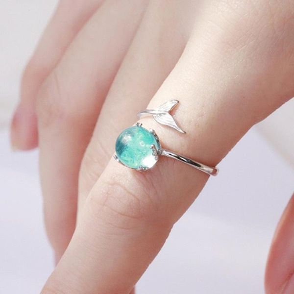 wedding rings creative mermaid foam gem blue crystal silver color jewelry personality ball fish tail opening bijoux anel, Slivery;golden
wedding rings creative mermaid foam gem blue crystal silver color jewelry personality ball fish tail opening bijoux anel, Slivery;golden