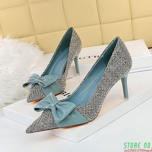 dress shoes butterfly-knot pointed toe pumps women fashion high heels slip on shallow weave slides mixed color zapatos de mujer, Black
dress shoes butterfly-knot pointed toe pumps women fashion high heels slip on shallow weave slides mixed color zapatos de mujer, Black