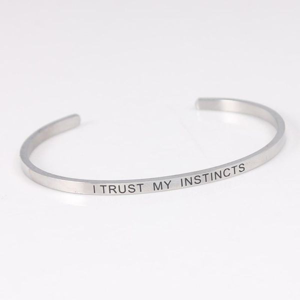 bangle stainless steel engraved i trust my instincts positive inspirational quote hand imprint cuff mantra bracelet for women, Black
bangle stainless steel engraved i trust my instincts positive inspirational quote hand imprint cuff mantra bracelet for women, Black