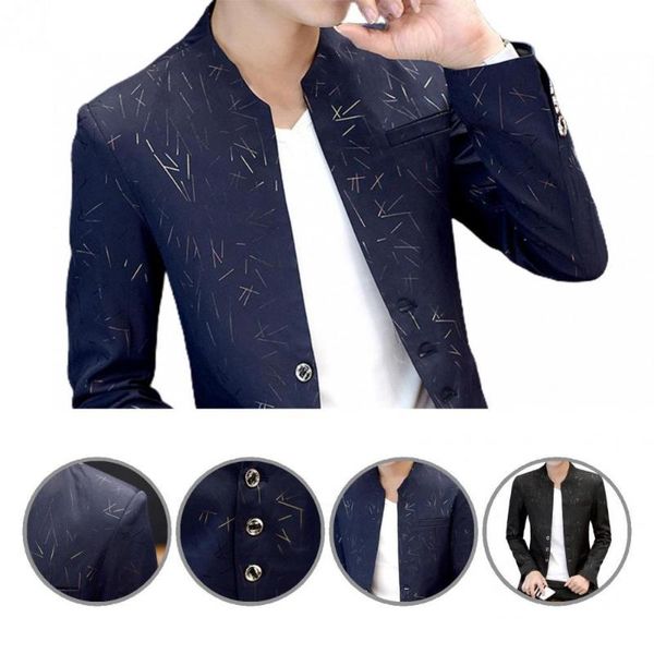 men's suits & blazers soft casual vintage print buttons all match blazer spring autumn for office, White;black
men's suits & blazers soft casual vintage print buttons all match blazer spring autumn for office, White;black