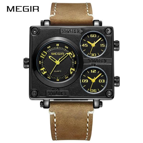 wristwatches megir big dial creative square quartz men luxury brand relogio masculino multi time zones sports watches 2021, Slivery;brown
wristwatches megir big dial creative square quartz men luxury brand relogio masculino multi time zones sports watches 2021, Slivery;brown