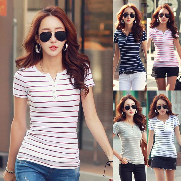 2021 new 5 colors striped short sleeve t shirt women kawaii henley v neck button tshirt elastic slim korean clothes c451 v1wp, White
2021 new 5 colors striped short sleeve t shirt women kawaii henley v neck button tshirt elastic slim korean clothes c451 v1wp, White