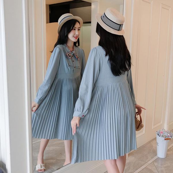 maternity dresses 2021 spring long sleeve loose pregnant women dress blue bow collar pleated sweet pregnancy chiffon shirts, White
maternity dresses 2021 spring long sleeve loose pregnant women dress blue bow collar pleated sweet pregnancy chiffon shirts, White