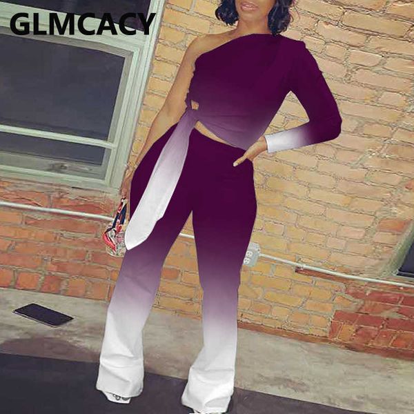 women tie dye printed one shoulder t-shirt & wide leg bodycon pants 210702, White
women tie dye printed one shoulder t-shirt & wide leg bodycon pants 210702, White